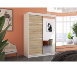 Posuvná skriňa so zrkadlom LIMBO 150 Biela+Sonoma