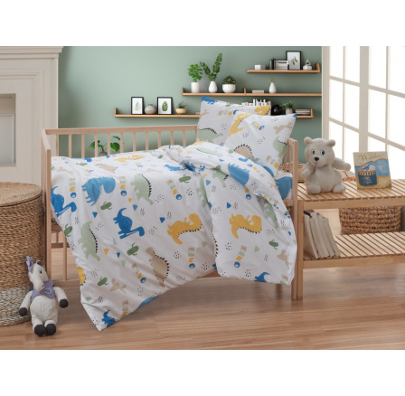 Bavlnené detské obliečky do malej postieľky 90x135, 45x60 cm Dino zipsový uzáver