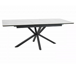 Jedálenský stôl LOGAN CERAMIC, Efekt bieleho mramoru mat/Čierny mat