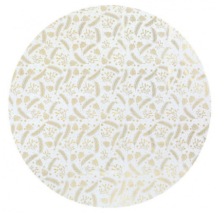 Ubrus kulatý - zlatý vánoční vzor, 100% polyester, pr. 140 cm