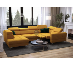 Rohová sedacia súprava TOSCANIA MAX I, relax s funkciou spania 170x350x185 cm - žltá, pravá