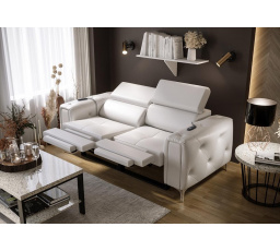 Sofa ORION II, relax 190 cm prírodná koža - biela koža