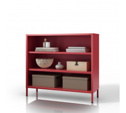 Nízky kovový regál červený Moderný LUCA, 1000 x 900 x 350 mm