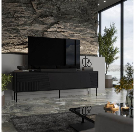 TV komoda Skriňa ABI, čierna matná/čierna matná