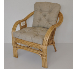 Ratanové kreslo Rio De Janeiro medové - vankúš tmavobéžový