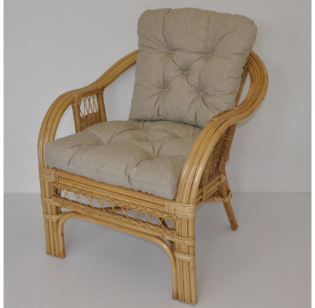 Ratanové kreslo Rio De Janeiro medové - vankúš tmavobéžový