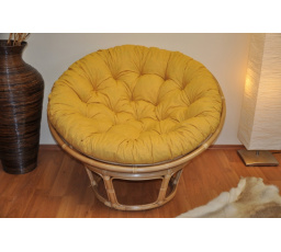 Ratanový papasán 110 cm medový vankúš žlté odlesky