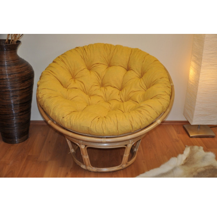 Ratanový papasán 110 cm medový vankúš žlté odlesky