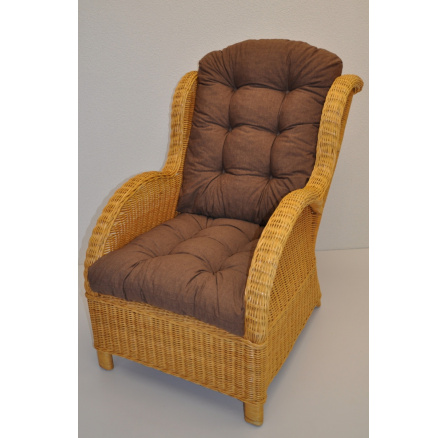 Ratanové kreslo Ear medové polster hnedý melír