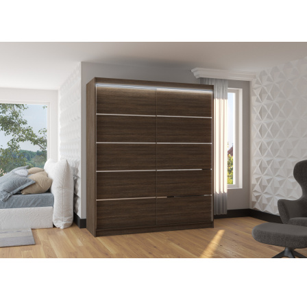 Posuvná skriňa s LED osvetlením SPECTRA 180 Choco+Choco