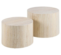 Sada 2 stolíkov Dice okrúhle travertín