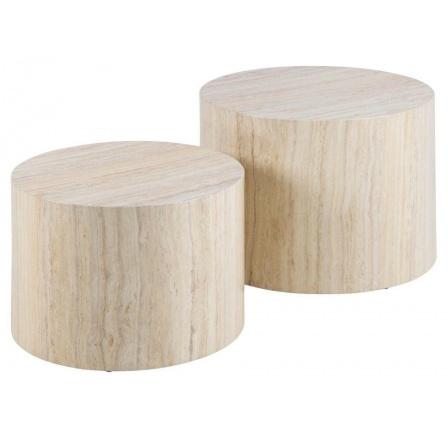 Sada 2 stolíkov Dice okrúhle travertín