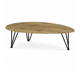 Konferenčný stôl, vrchná doska MDF, dekor divoký dub, čierny kov