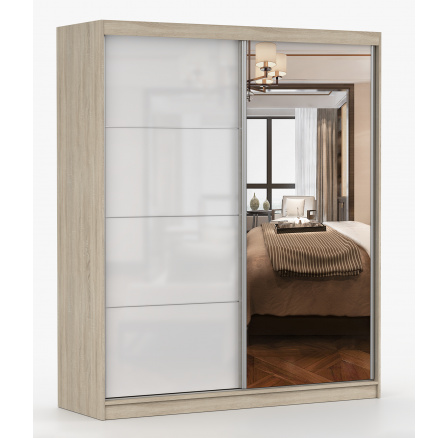 Šatní skriňa MULTI 35 - 183 cm, Dub Sonoma/Biely Lesk