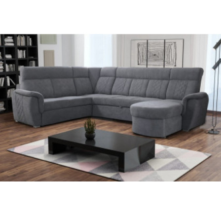 Rohová sedacia súprava v tvare U Billy, pravý otoman, sivá
