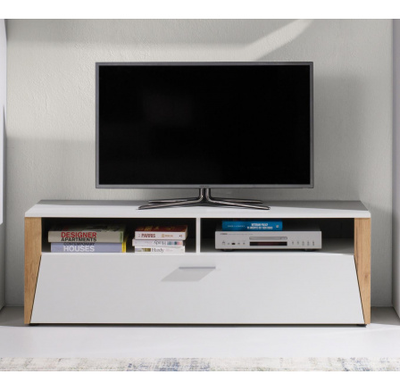 TV stolík Piass biely/zlatý dub