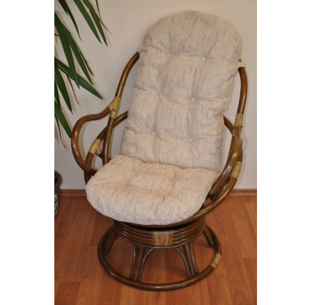 Ratanové hojdacie kreslo Swivel Helsinki hnedé - vankúš Ebony