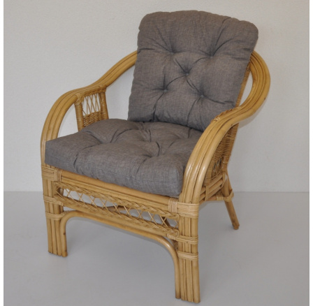 Ratanové kreslo Rio De Janeiro medové - vankúš sivý Ratanové kreslo Rio De Janeiro medové - vankúš sivý