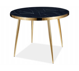 Jedálenský stôl CALVIN, efekt čierny mramor/zlato