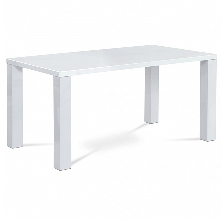 Jedálenský stôl 160x90x76 cm, biely vysoký lesk