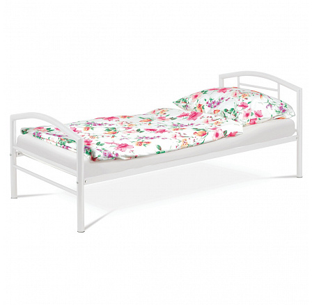 Posteľ jednolôžková 90x200 cm, kovová biely lesk