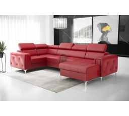 Rohová sedacia súprava ORION MAX III s funkciou spania 165x320x185 cm prírodná koža - červená koža, Ľavá strana