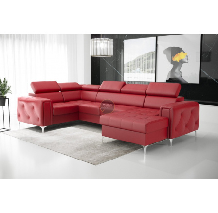 Rohová sedacia súprava ORION MAX III s funkciou spania 165x320x185 cm prírodná koža - červená koža, Ľavá strana Rohová sedacia súprava ORION MAX III s funkciou spania 165x320x185 cm prírodná koža - červená koža, Ľavá strana