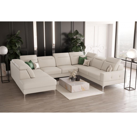 Rohová sedacia súprava MALIBU MAX I 260x350x220 cm prírodná koža - Koža ecru, Pravá strana Rohová sedacia súprava MALIBU MAX I 260x350x220 cm prírodná koža - Koža ecru, Pravá strana