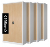 Sada 4x Kovová skriňa policová Eco Design JAN H, 900 x 1950 x 400 mm, Biela/ dub sonoma