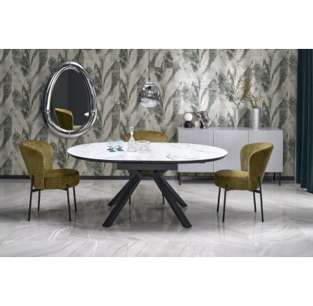 Jedálenský stôl VERTIGO, efekt bieleho mramoru/čierne