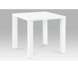 Jedálenský stôl 80x80x76 cm, biely vysoký lesk