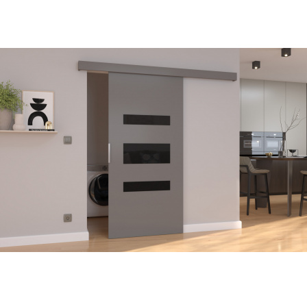 Posuvné dvere na stenu DESIO 86 Gray+Black Lacobel Posuvné dvere na stenu DESIO 86 Gray+Black Lacobel