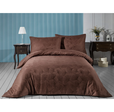 Luxusné žakárové obliečky 140x200, 70x90cm Ginkgo biloba hnedá