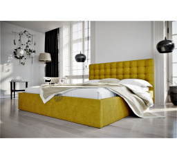 Posteľ LOFT - 200x200, Kovová na plynových zdvihákoch, žltá