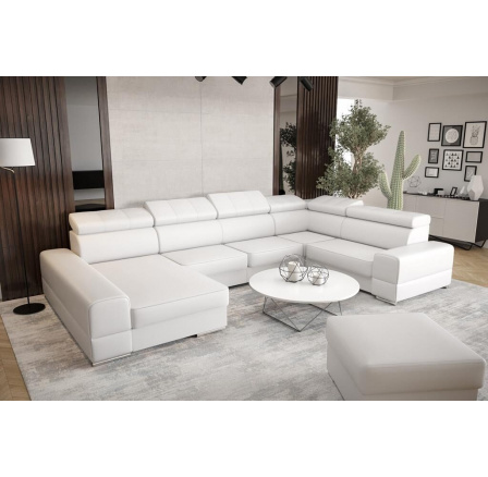 Rohová sedacia súprava ROYAL MAX II priemer 30x375x185 - biela eko koža, pravá Rohová sedacia súprava ROYAL MAX II priemer 30x375x185 - biela eko koža, pravá