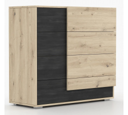 Komoda 4S BAFRA - 46, Dub Artisan/Čierna Nórska