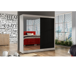 Šatníková skriňa BAJA I 200, Biela/Čierna