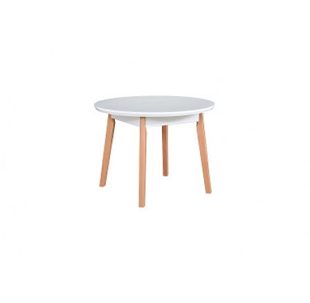 OSTENA 4 (OSLO 4) jedálenský stôl okrúhly rozkladací - stolová doska +sol BOTTOM dub biely/noha buk- kolekcia "DRE" (K150-E)