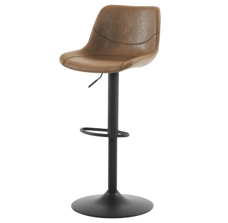 Barová stolička, krémová ekokoža, čierny kov