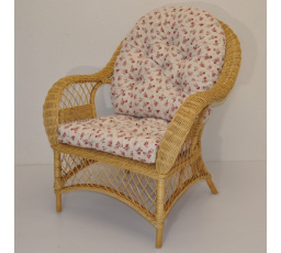 Ratanové kreslo Florida medové polster motív ružičky