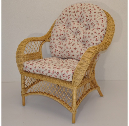 Ratanové kreslo Florida medové polster motív ružičky
