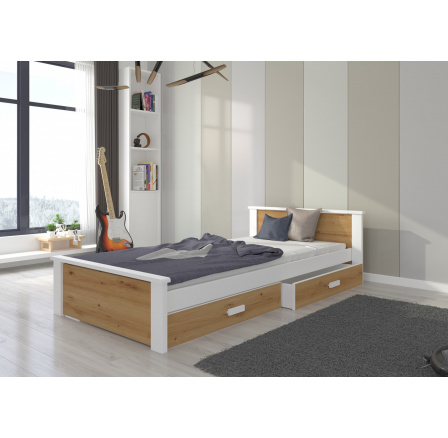 Posteľ s matracom ALDEX 180x80 Biela+Artisan