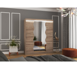 Posuvná skriňa so zrkadlom a LED osvetlením KANSAS 180 Truffle+Truffle