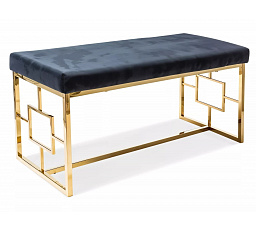 Taburet NOIR, čierny zamatový Aksamit 105/zlatá