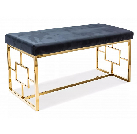 Taburet NOIR, čierny zamatový Aksamit 105/zlatá