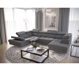 Rohová sedacia súprava GALAXY MAX II, relax s funkciou spania 215x350x170 - sivá, ľavá
