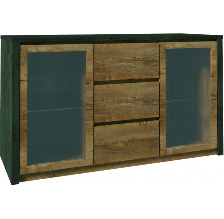 Komoda MONTANA K2D, Dub Lefkas + hladká sivá