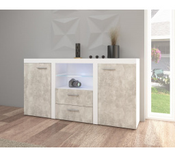 Komoda RIZO 2D2S, Biela/betón