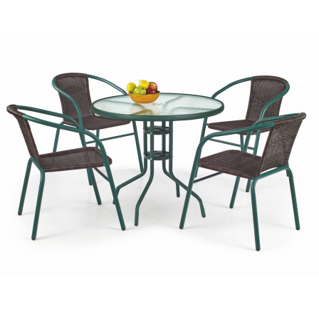 Záhradný stôl GRAND 80, tmavohnedá/tmavozelená