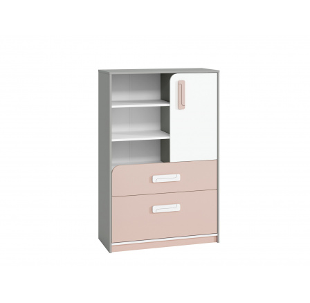 Komoda IQ 0701, Sivá Platina/Biela/Púdrová